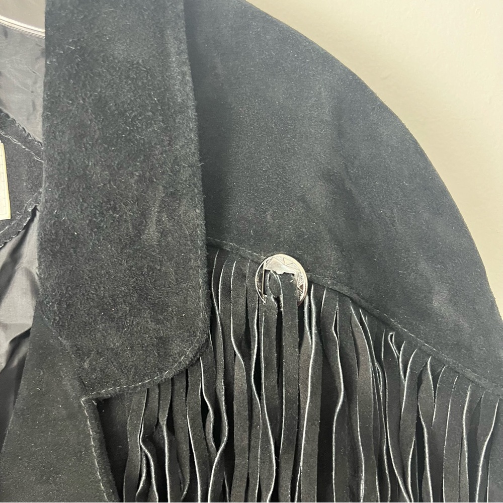 Vintage Conch Shells Suede Leather Fringe Jacket - Picture 5 of 9